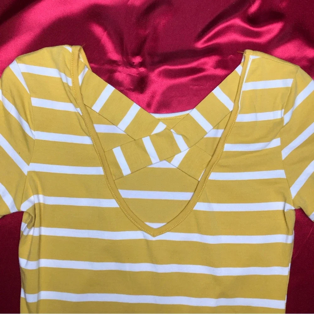 Feager Short Sleeve Stripe Knit Shift Dress - Picture 4 of 7